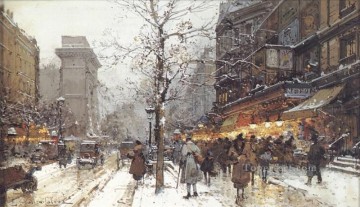 雪の下のにぎやかな大通り パリのガッシュ ウジェーヌ・ガリアン・ラルー Oil Paintings